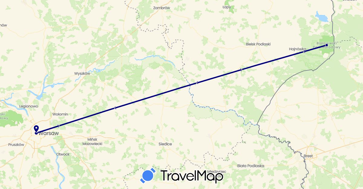 TravelMap itinerary: driving in Poland (Europe)