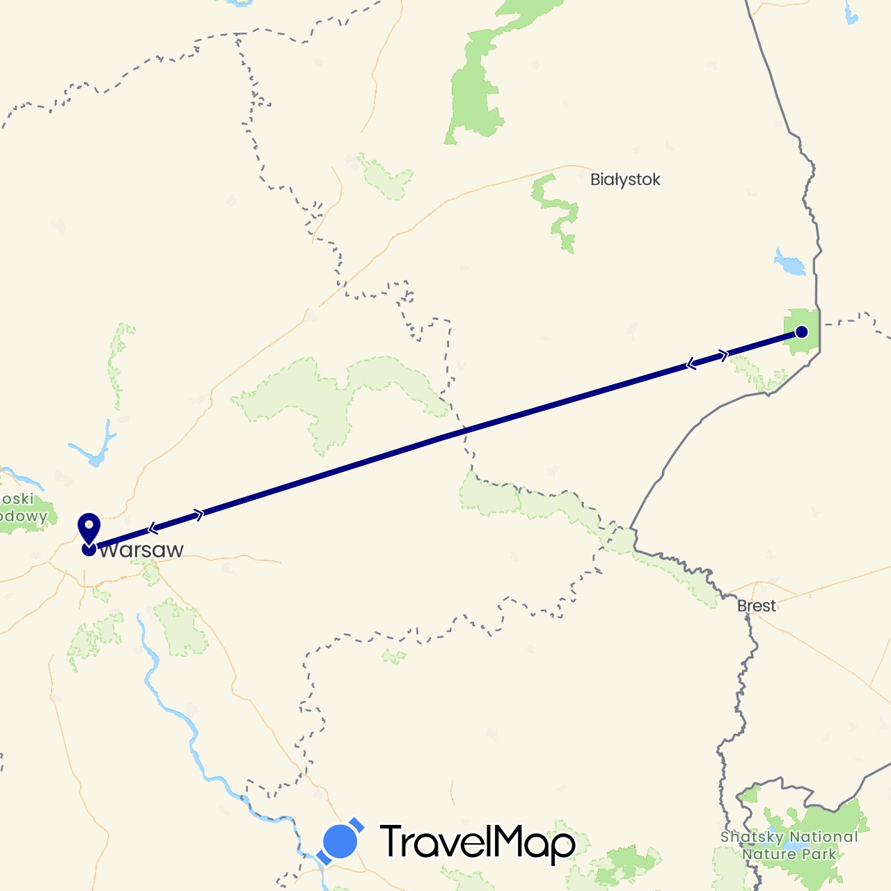 TravelMap itinerary: driving in Poland (Europe)