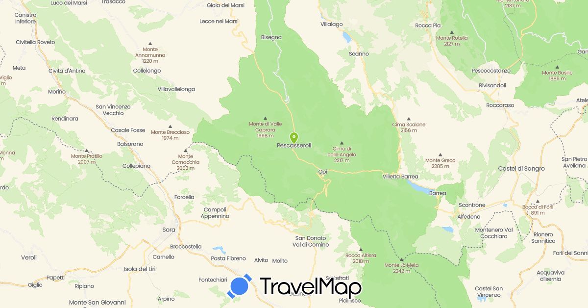 TravelMap itinerary: electric vehicle in Italy (Europe)