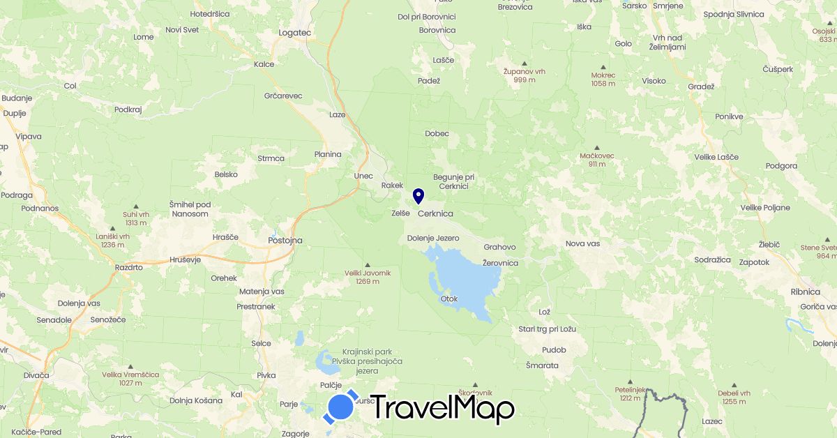TravelMap itinerary: driving in Slovenia (Europe)
