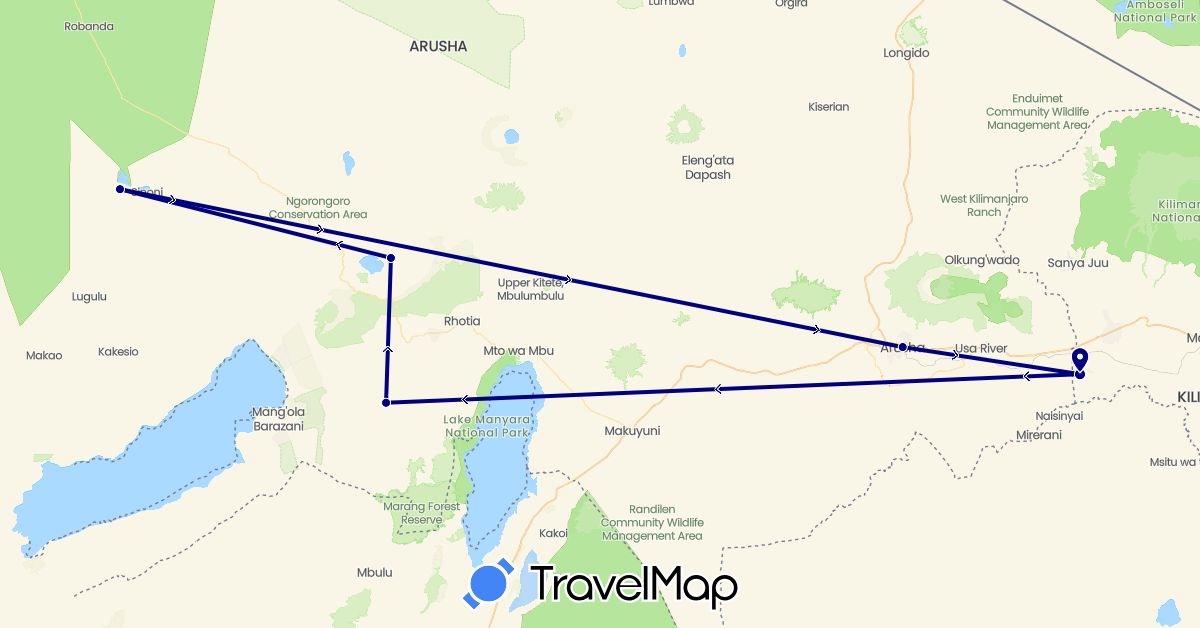 TravelMap itinerary: driving in Tanzania (Africa)
