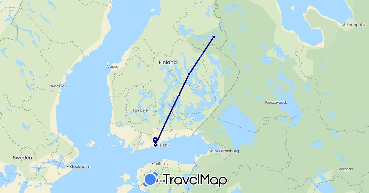TravelMap itinerary: driving in Finland (Europe)