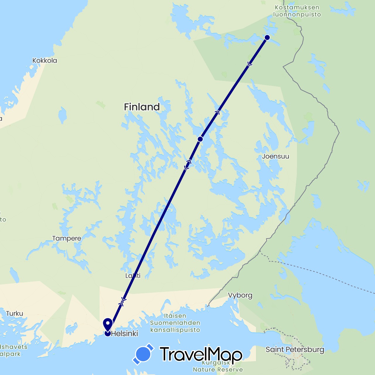 TravelMap itinerary: driving in Finland (Europe)