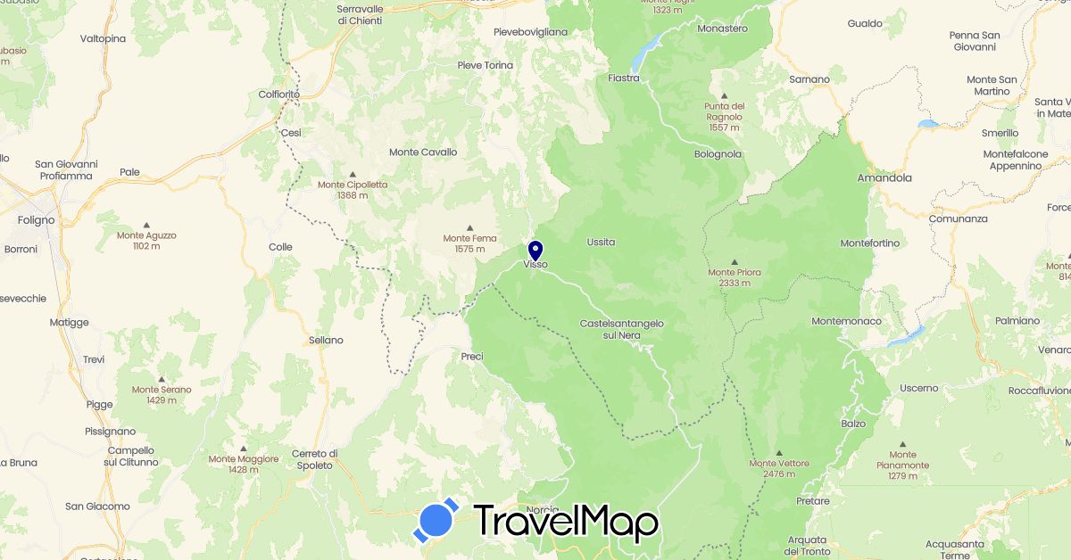 TravelMap itinerary: driving in Italy (Europe)