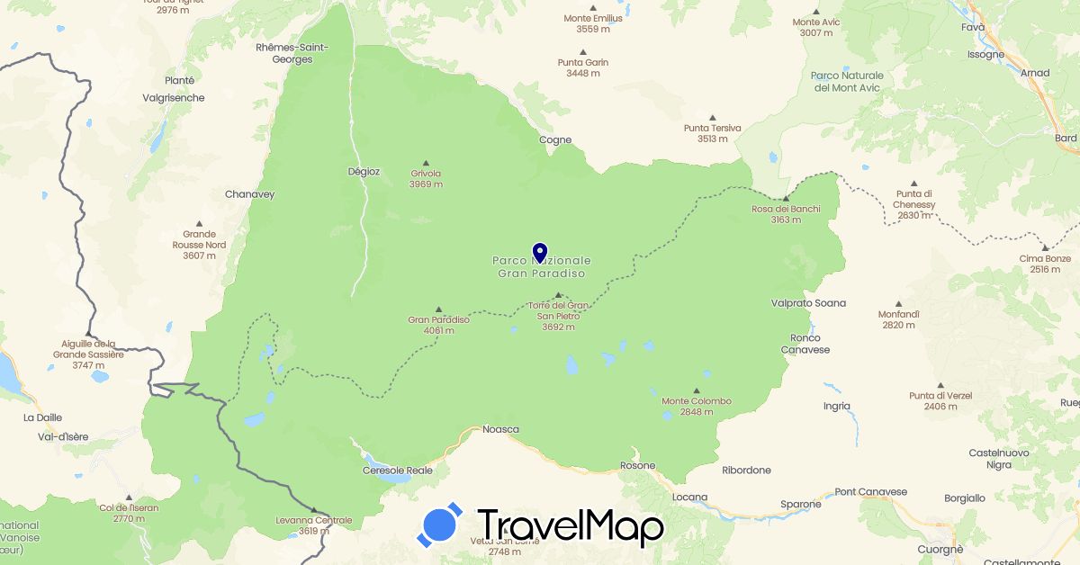 TravelMap itinerary: driving in Italy (Europe)
