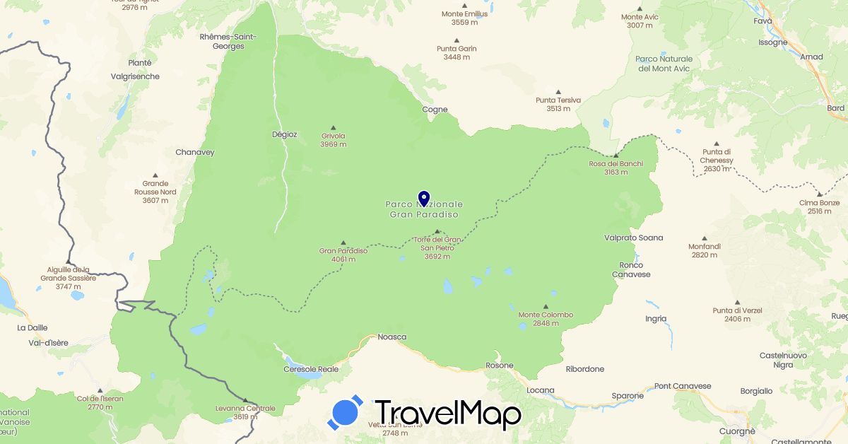 TravelMap itinerary: driving in Italy (Europe)