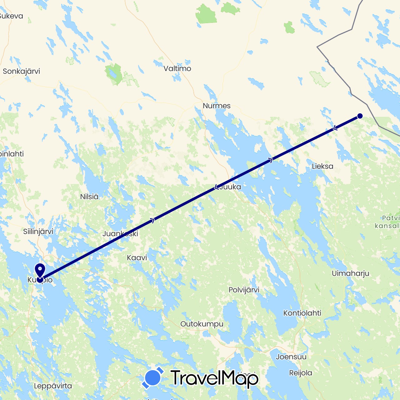 TravelMap itinerary: driving in Finland (Europe)