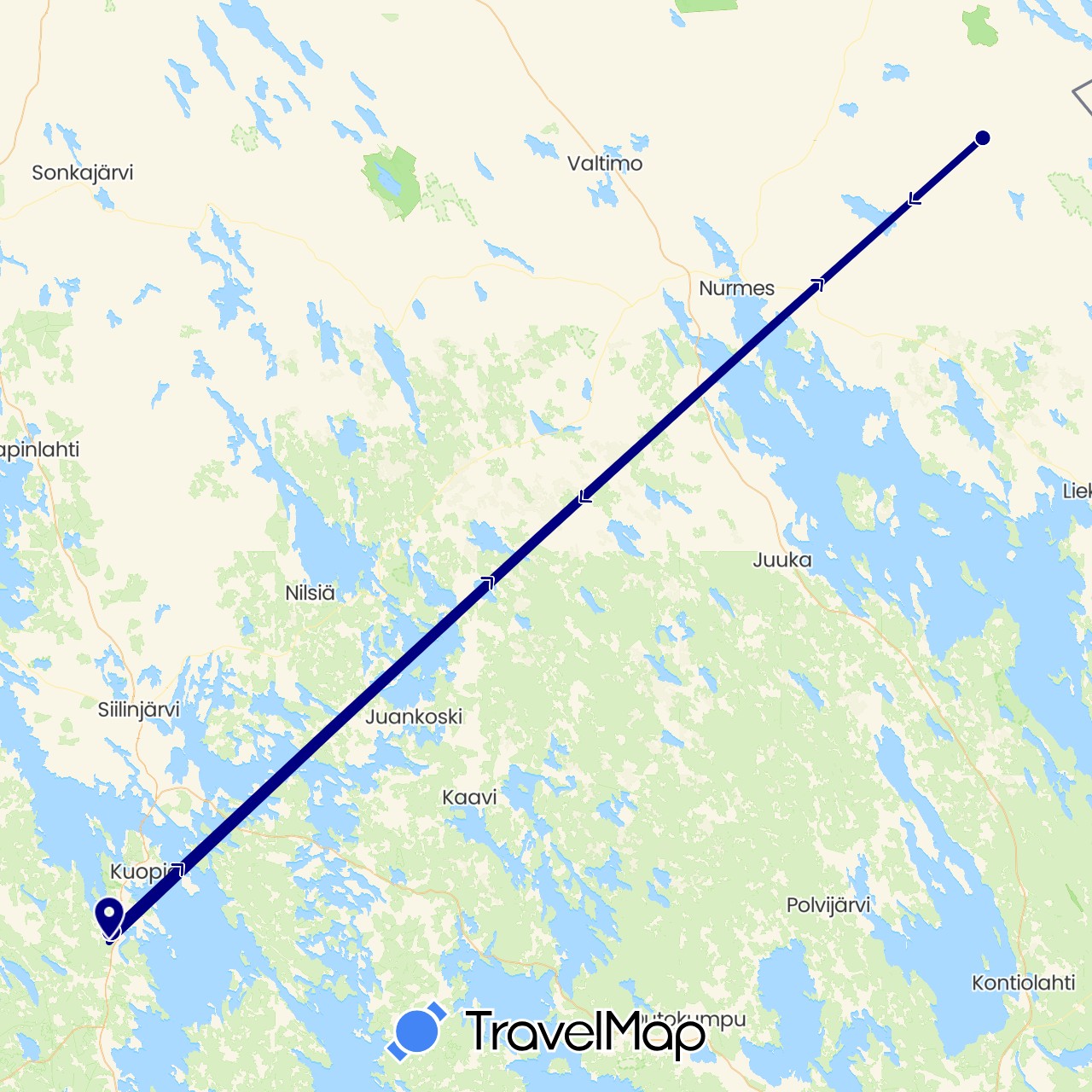 TravelMap itinerary: driving in Finland (Europe)