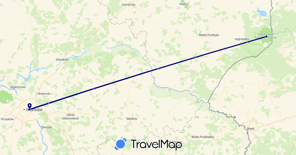 TravelMap itinerary: driving in Poland (Europe)