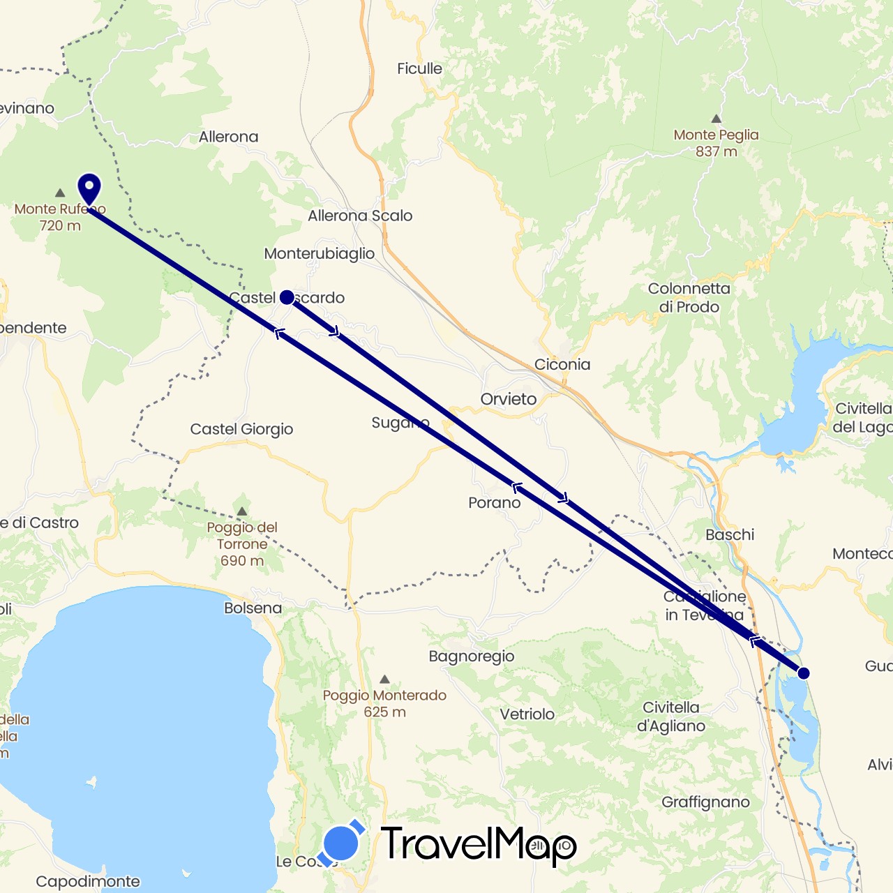 TravelMap itinerary: driving in Italy (Europe)