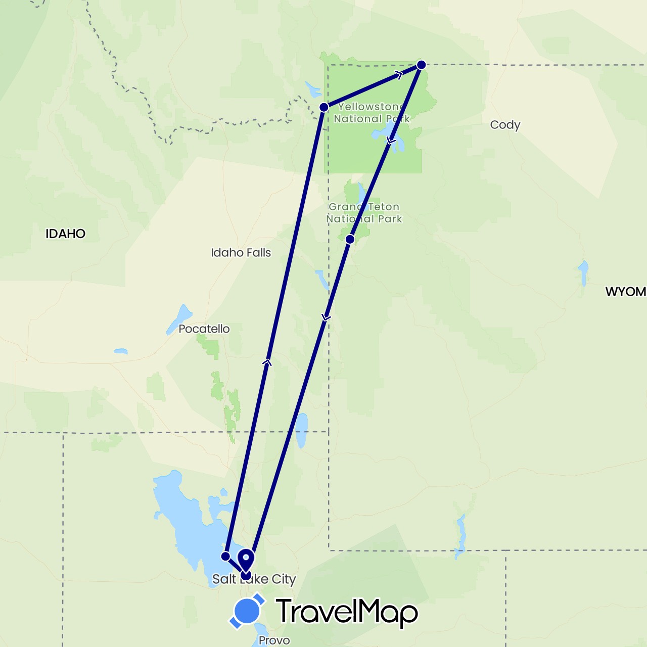 TravelMap itinerary: driving in United States (North America)