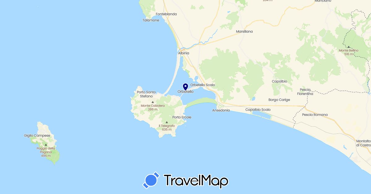 TravelMap itinerary: driving in Italy (Europe)