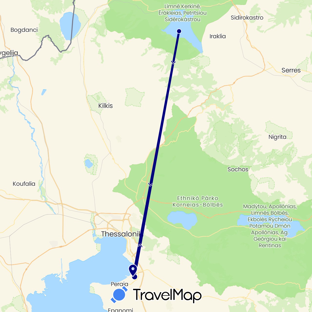 TravelMap itinerary: driving in Greece (Europe)