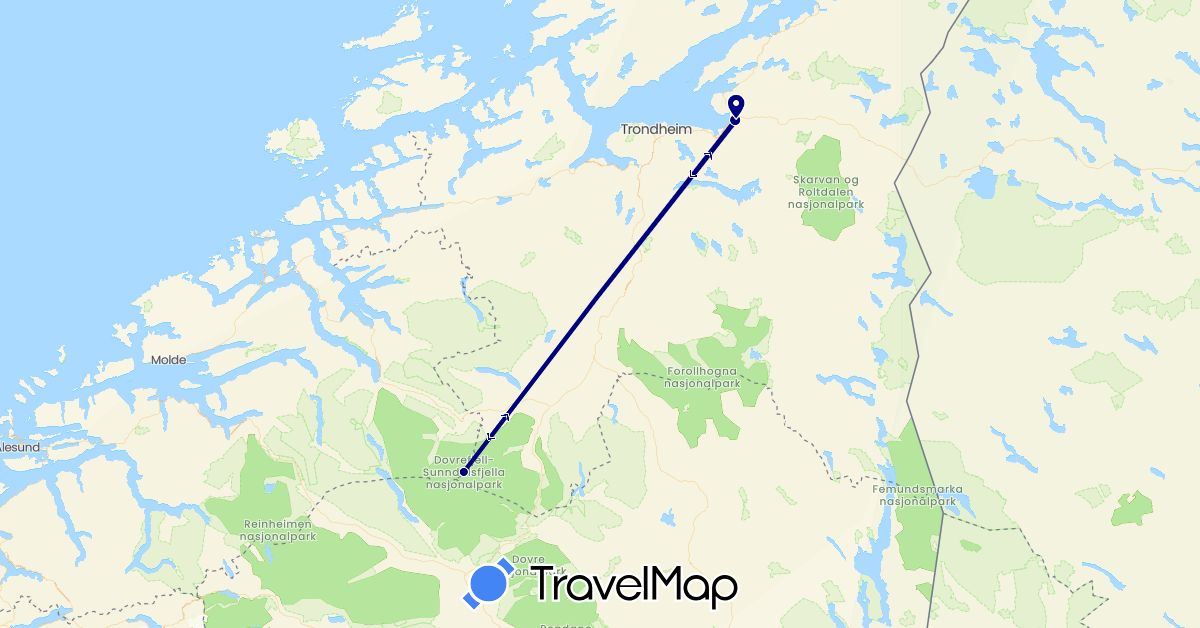 TravelMap itinerary: driving in Norway (Europe)
