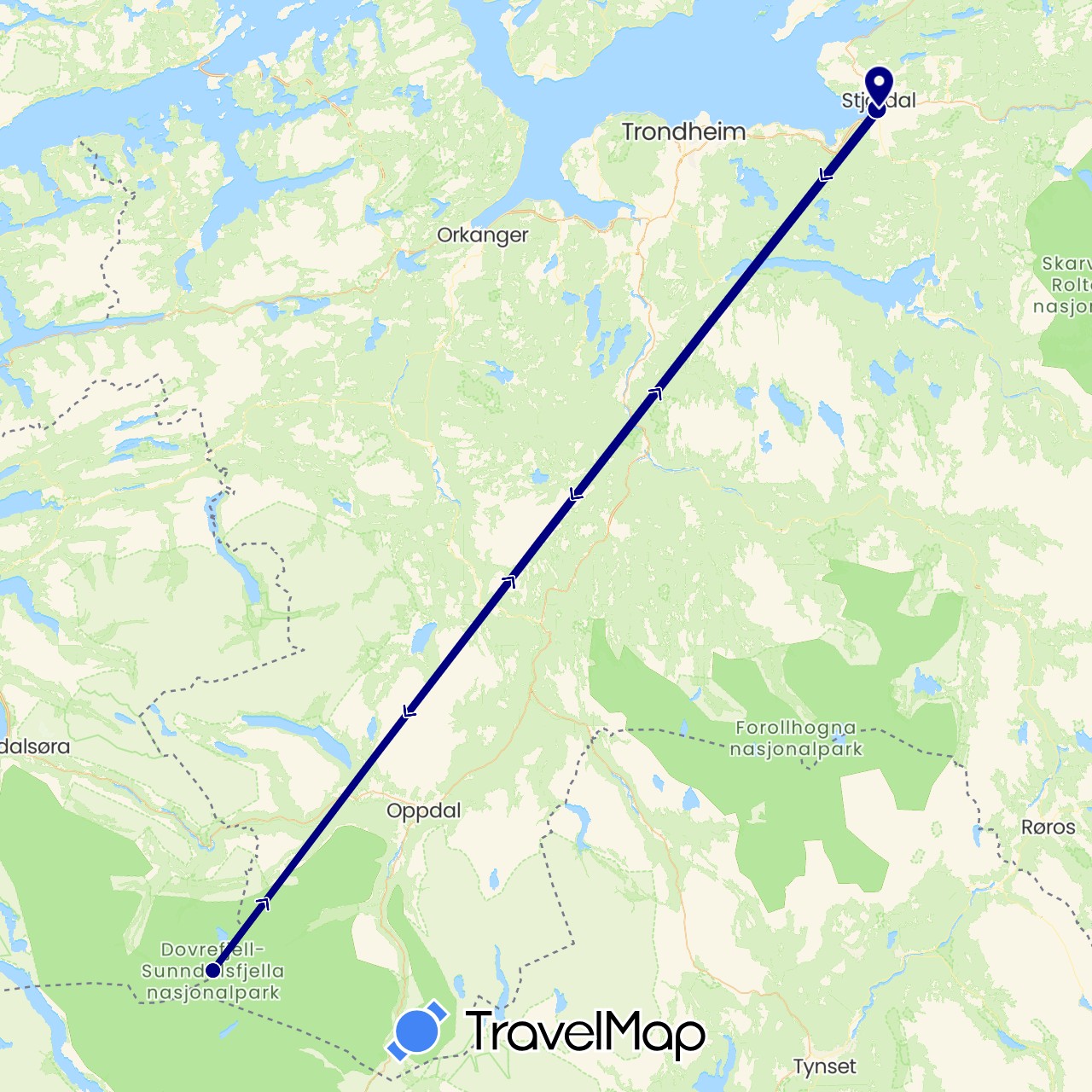 TravelMap itinerary: driving in Norway (Europe)