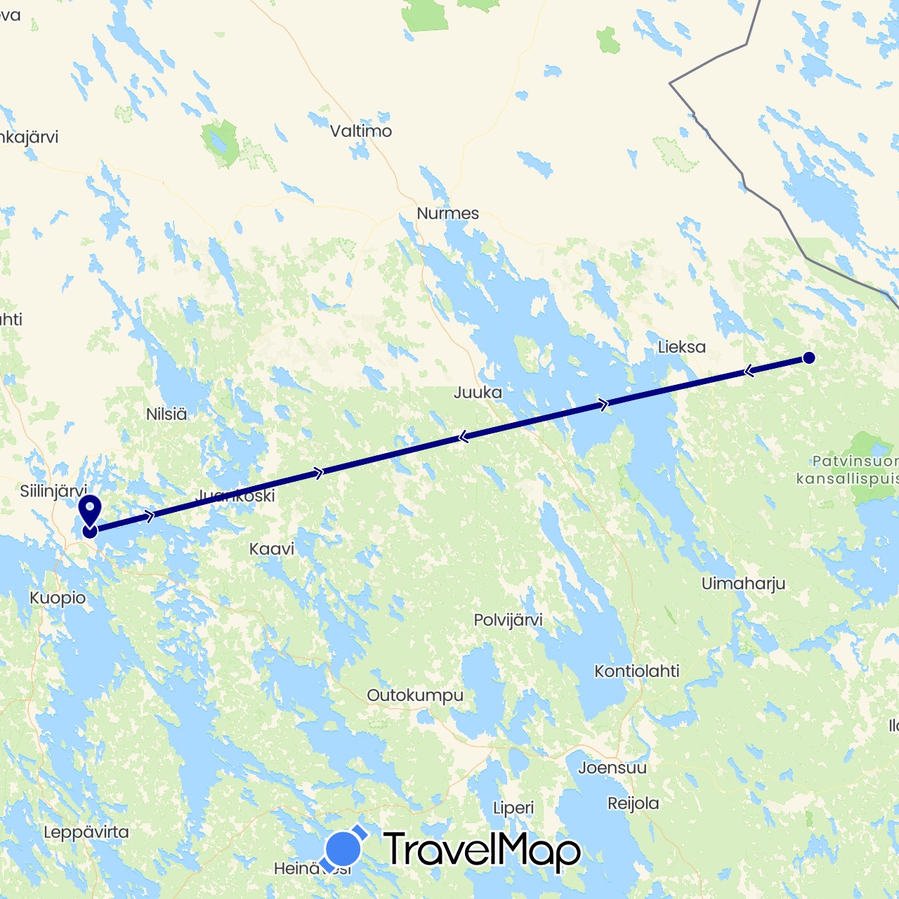 TravelMap itinerary: driving in Finland (Europe)