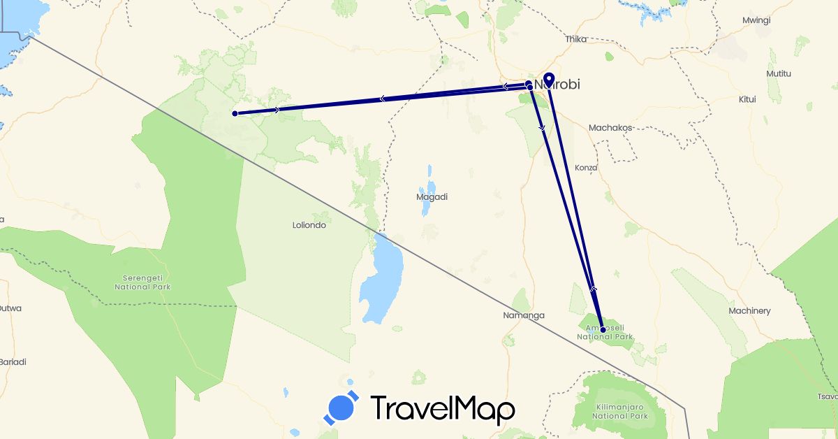 TravelMap itinerary: driving in Kenya (Africa)