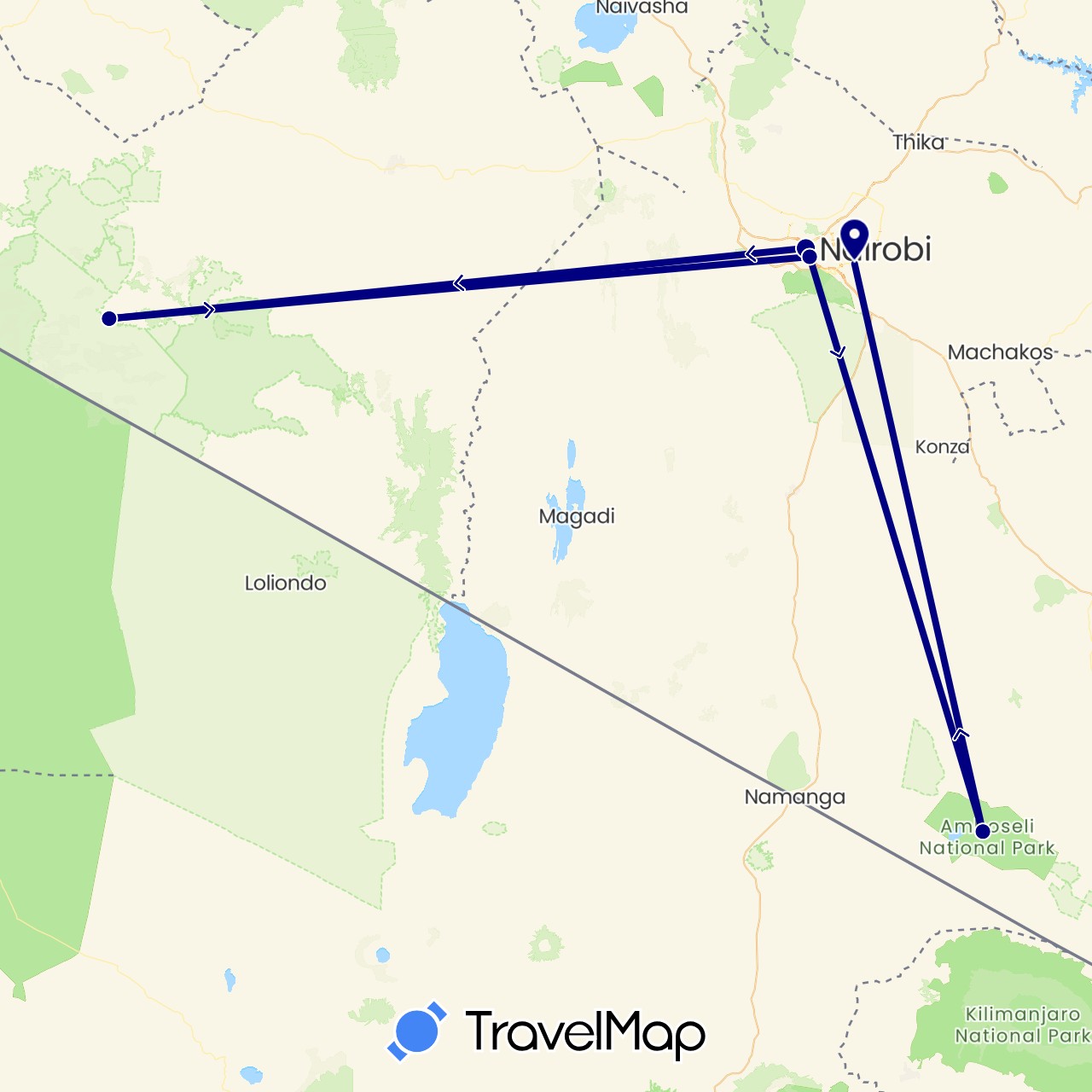 TravelMap itinerary: driving in Kenya (Africa)