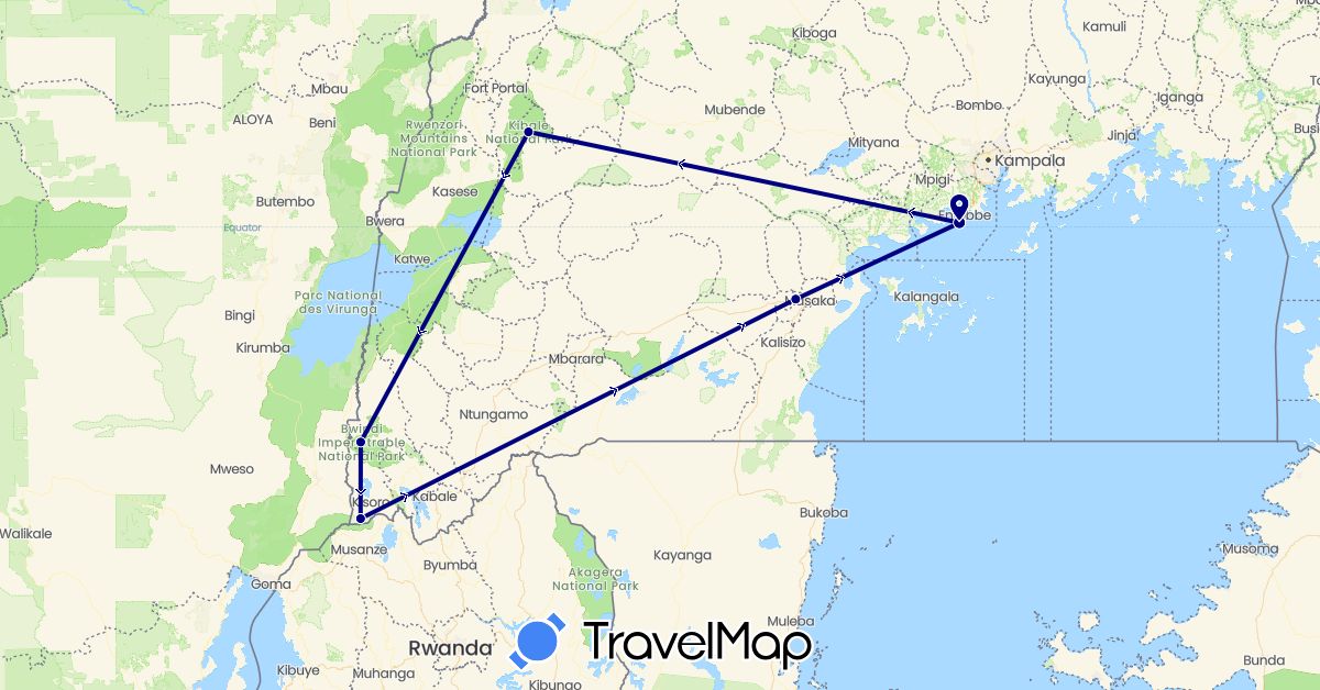 TravelMap itinerary: driving in Uganda (Africa)